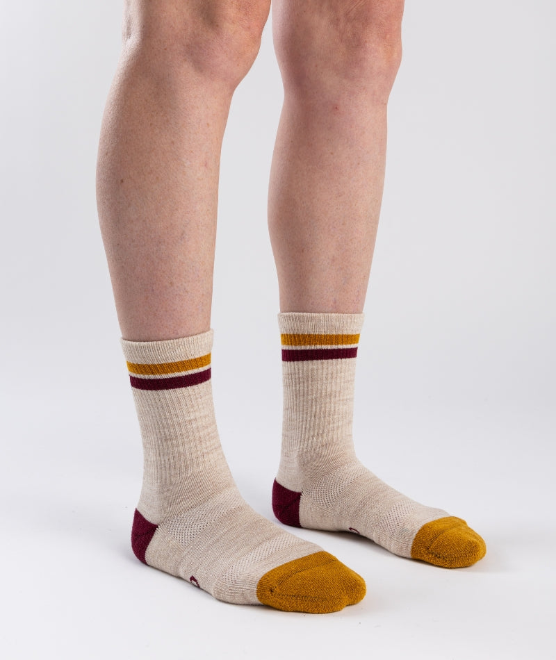 Chaussettes mi-hautes en laine mérinos sable