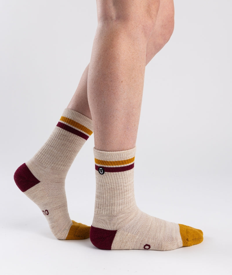 Chaussettes mi-hautes en laine mérinos sable
