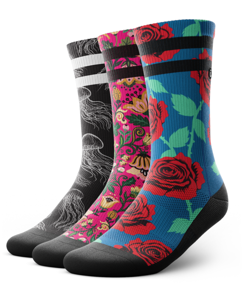 Sting and Bloom Athletic Crew Socks 3-Pack