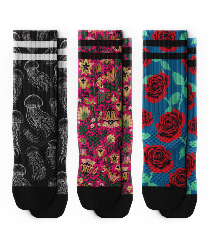 Sting and Bloom Athletic Crew Socks 3-Pack