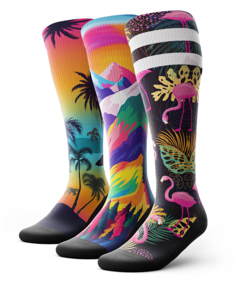 Tropic Twilight Athletic Knee High Compression Socks 3-Pack