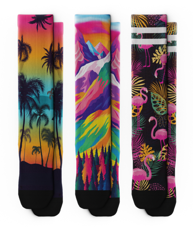 Tropic Twilight Athletic Knee High Compression Socks 3-Pack
