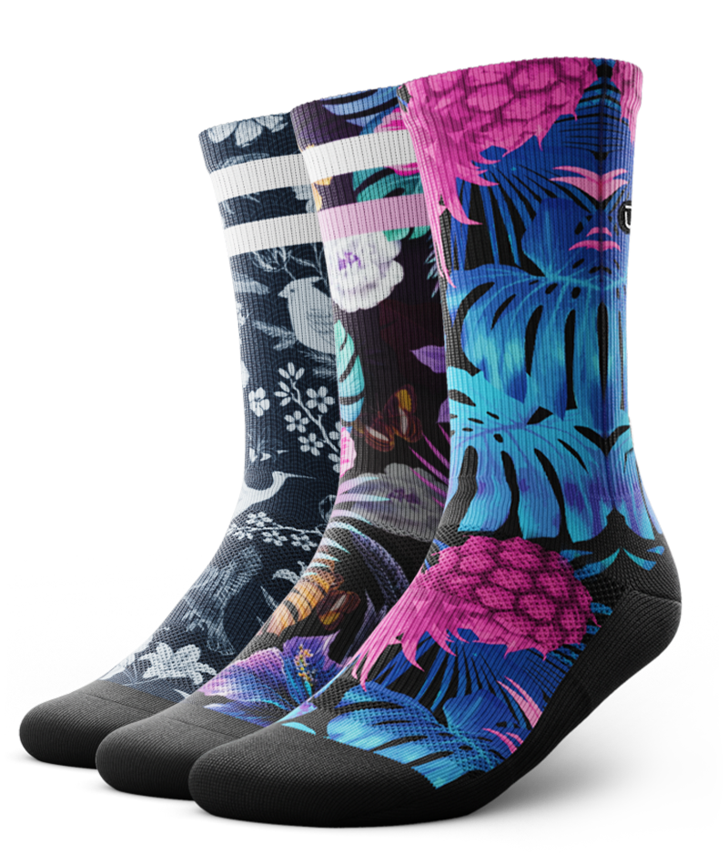 Tropical Flora Athletic Crew Socks 3-Pack
