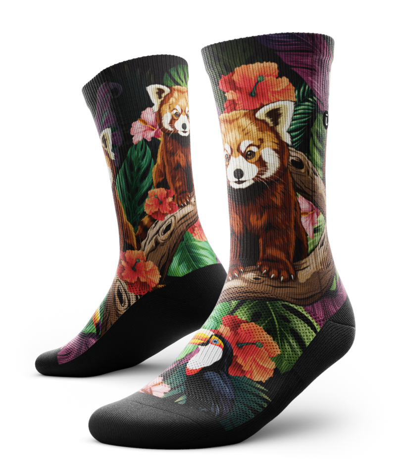 Tropical Panda Athletic Crew Socks