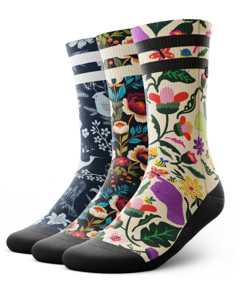 Twilight Bloom Athletic Crew Socks 3-Pack