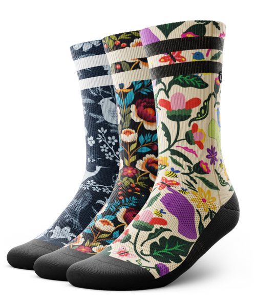 Twilight Bloom Athletic Crew Socks 3-Pack