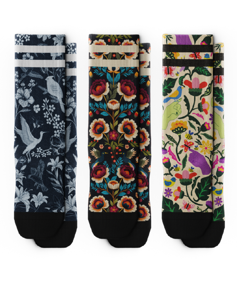 Twilight Bloom Athletic Crew Socks 3-Pack