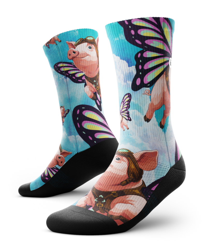 When Pigs Fly Athletic Crew Socks