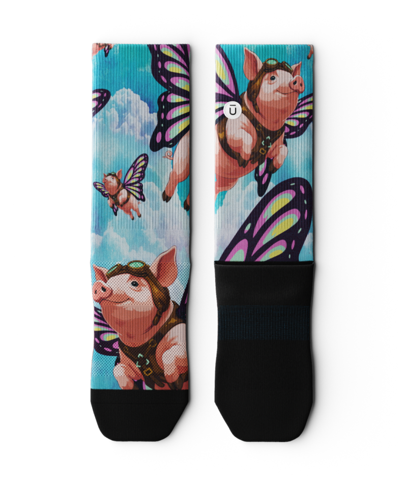 When Pigs Fly Athletic Crew Socks