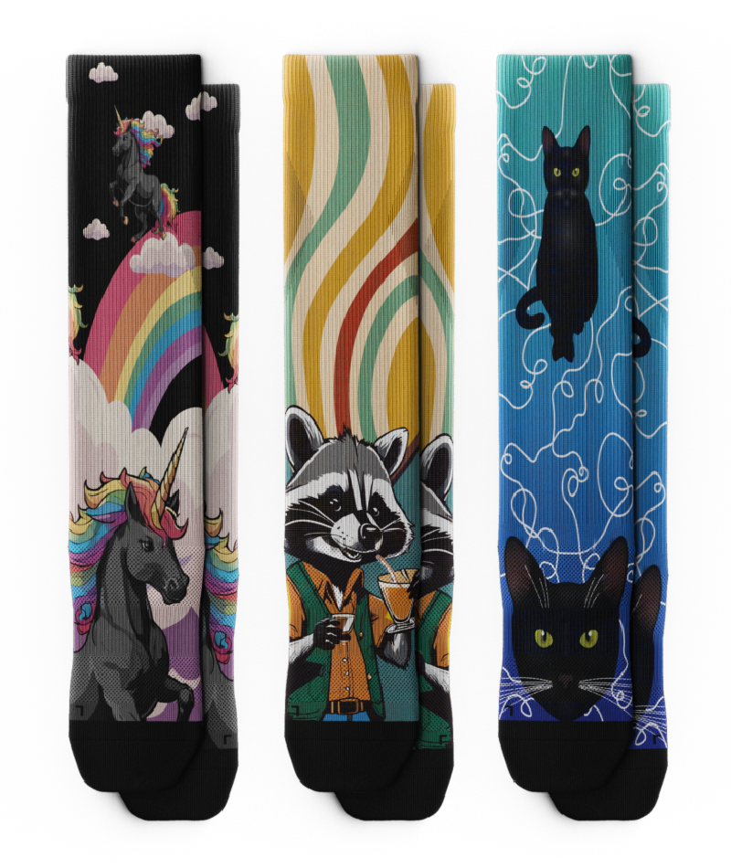 Whimsical Athletic Knee High Compression Socks 3-Pack