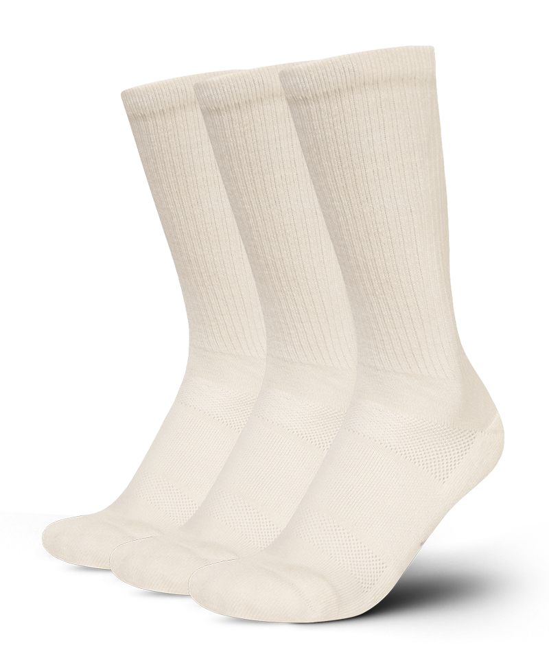 Chaussettes mi-hautes en laine mérinos écru Off-White, pack de 3 (modèle phare)