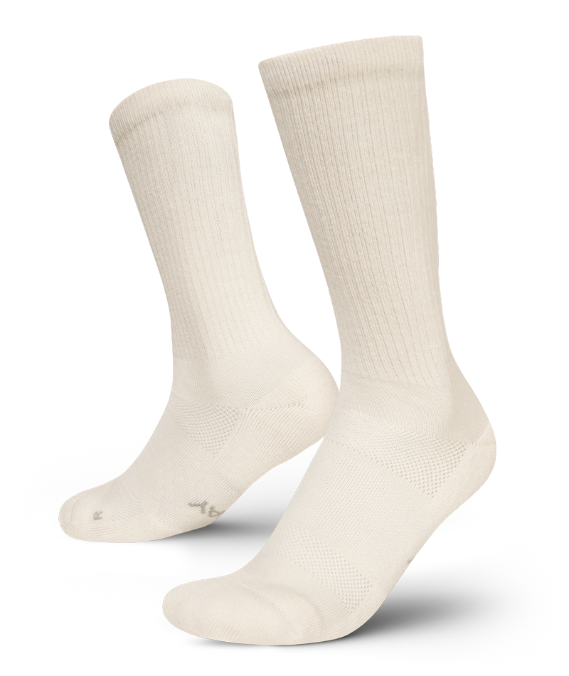 Flagship Off White Merino Wool Midweight Crew Socks