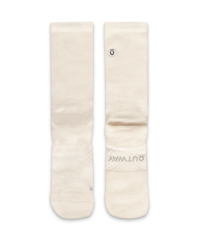 Flagship Off White Merino Wool Midweight Crew Socks