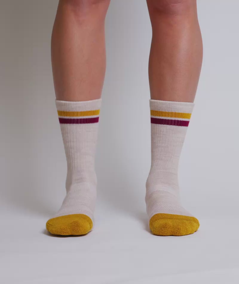 Chaussettes mi-hautes en laine mérinos sable